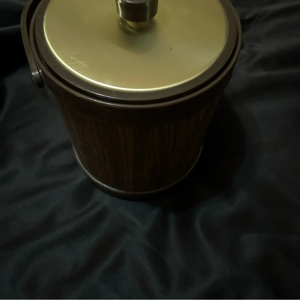 Mid Mod Ice Bucket with Brass Accents